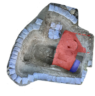 8 Areal VIII-2 Narthex (rot) und Kanal (blau)